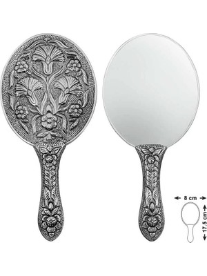 Aesco 925 Ayar Gümüş Karanfil Motifli El Aynası