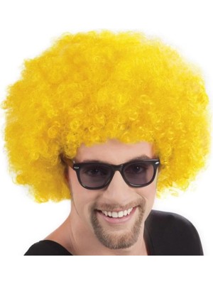 Aesco Parti Aksesuar Sarı Renk Kıvırcık Afro Bonus Peruk