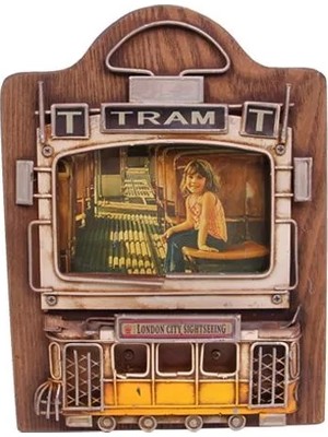 Aesco Dekoratif Metal Çerçeve Tramvay Dekorlu Vintage Hediyelik