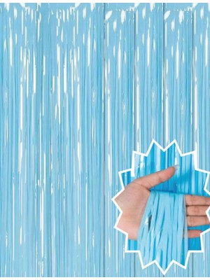 Aesco Soft Mavi Püsküllü Kapı Perdesi - Parti, Baby Shower, Sünnet Süsü, Cinsiyet Partisi 1x2 M