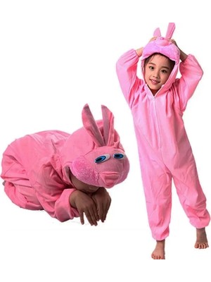 Aesco Çocuk Tavşan Kostümü Pembe Renk 4-5 Yaş 100 cm