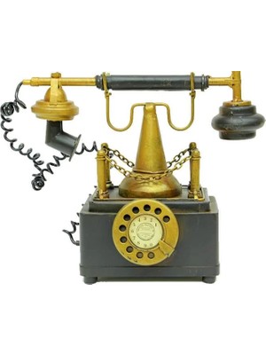 Aesco Dekoratif Metal Telefon Kumbaralı Biblo Hediyelik