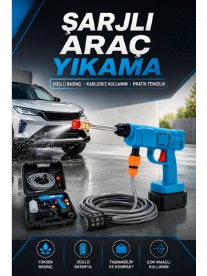 Ototechparca Şarjlı Oto Yıkama, Bahçe Sulama Tabancası Makinesi Yüksek Basınçlı