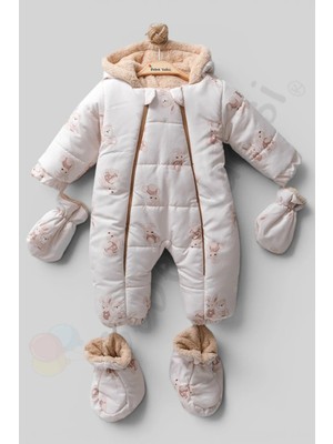 Bebek Vadisi Tavşanlı Içi Peluş Kapüşonlu Eldivenli Kar Kışlık Çocuk Erkek Bebek Astronot Tulum Kozmonot Mont