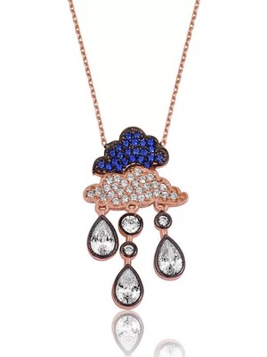 Aesco 925 Ayar Gümüş Yağmur Bulutu Kadın Gümüş Kolye