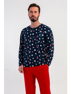 Obje Erkek Indigo Marla Patlı Uzun Kol Pijama Üstü