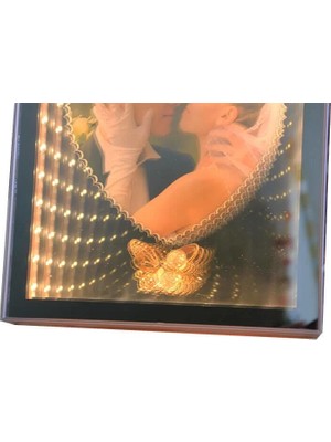Aesco Ayna LED Li Çerçeve LED Işıklı Kalpli Fotoğraf Çerçevesi