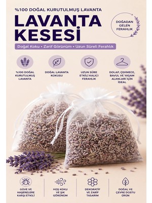 Rosess Beyaz Lavanta Kesesi | 5’li Set | Hediyelik | Yoğun Kokulu | Şık Organze Kese | Doğal Dolap, Çekmece ve Oda Kokusu