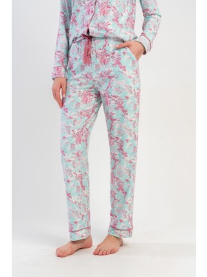 Obje Kadın Mavi Marla Cepli Pijama Altı