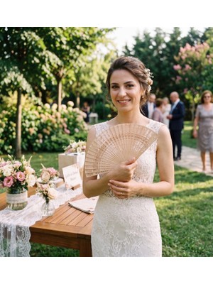 Lora Wedding Söz Nişan Düğün Ahşap Yelpaze Isme Özel 10 Adet | Kalıcı Hediyelik | Doğal Ahşap Yelpaze 25001-1