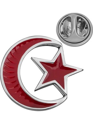 Aesco 925 Ayar Gümüş Ay Yıldız Rozet
