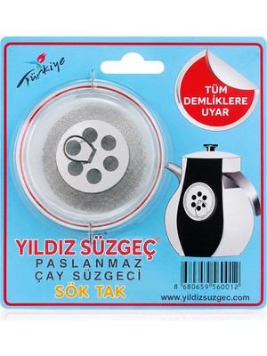 Sök Tak Çay Süzgeci – Paslanmaz Çelik Yıldız Tasarımlı Sökülebilir Çay Süzgeci