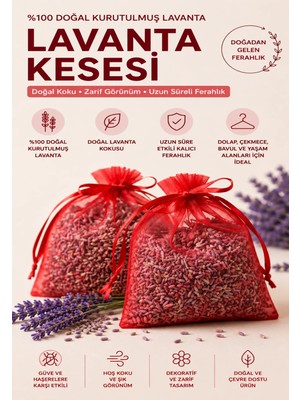 Rosess Kırmızı Lavanta Kesesi | 16’lı Set | Hediyelik | Yoğun Kokulu | Dolap ve Oda Kokusu