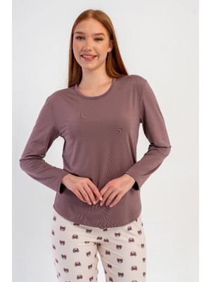 Obje Kadın Sütlü Kahve Pijama Üstü