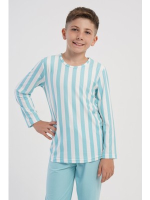 Obje Erkek Çocuk Mavi Çizgili  Marla Pijama Üstü