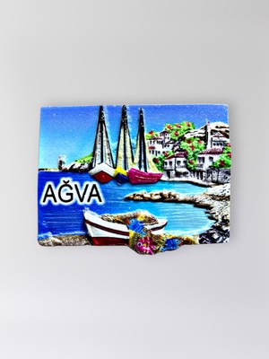Mundy Ağva Polyester Kabartmalı Magnet 7 x 5 cm Dekoratif Hediyelik Buzdolabı Süsü (KOD:1708)