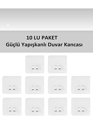 CATEKSSS Yedek 10 Adet Yapışkanlı Sticker Kendinden Yapışkanlı Kancalı Yapışkan Banyo Rafı Su Geçirmez Askı