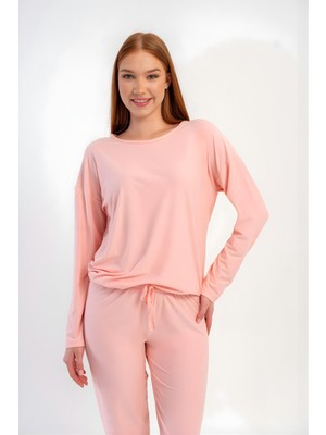 Obje Kadın Pembe Marla Beli Latikli Üst