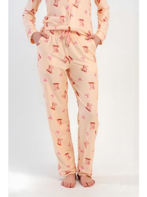 Obje Kadın Sarı Marla Paça Manşetli Pijama Altı