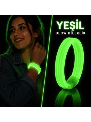Urfakent Yeşil Kalın Glow Bileklik – Kırılarak Yanan Parti ve Festival Bilekliği
