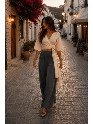 Bohem Stil Italyan Korsajlı Astarlı İpek Wes Pantolon  (Boyu:105-110 CM)