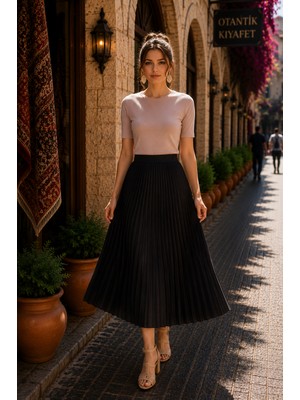Eren Style %100 Cotton Piliseli Etek(95 Cm)-(36-52)