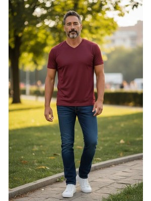 Eren Style Pamuklu V Model Kısa Kol T-Shirt
