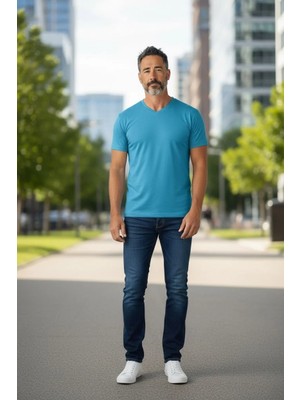 Eren Style Pamuklu V Model Kısa Kol T-Shirt
