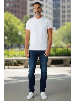 Eren Style Pamuklu V Model Kısa Kol T-Shirt