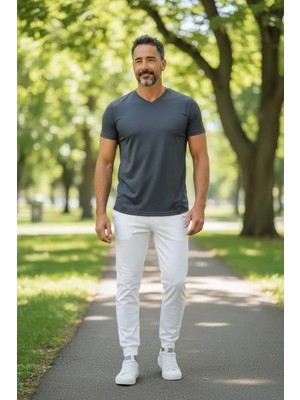 Eren Style Pamuklu V Model Kısa Kol T-Shirt