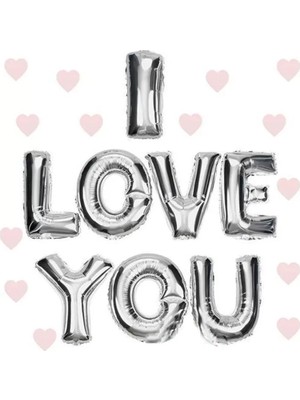 Uslucan Alışveriş I Love You Folyo Balon Gümüş Renk 35 cm