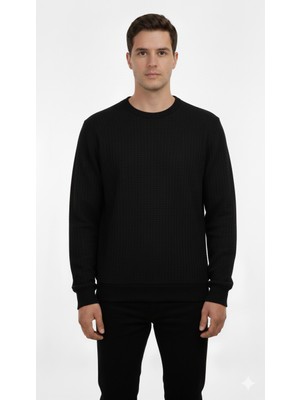 Obje Erkek Siyah Bisiklet Yaka Uzun Kollu Sweat