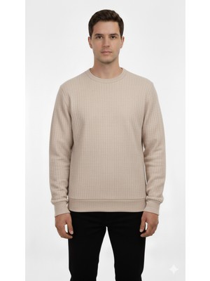 Obje Erkek Bej Bisiklet Yaka Uzun Kollu Sweat