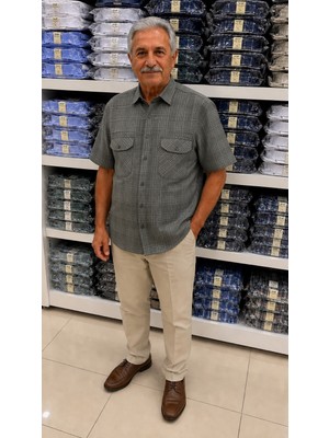 Eren Style Linen Keten Klasik %100 Cotton Kısa Kollu Çift Cepli Terletmeyen Gömlek
