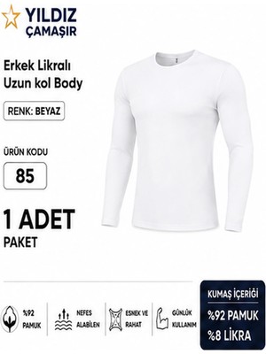 Yıldız Çamaşır Erkek Likralı Uzun Kol Bady Fanila Atlet (85-86-87) - 1 Adet