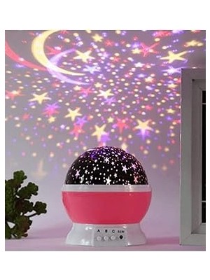 Starseven Technosmart Renkli Dönen Projeksiyon Gece Lambası Pembe