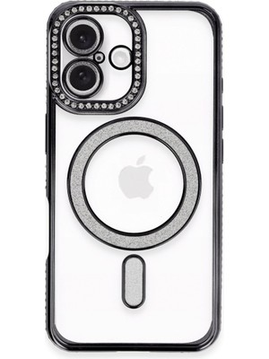 Fırsatkolik iPhone 16 Plus Kılıf Joke Simli Magneticsafe Kılıf - Siyah