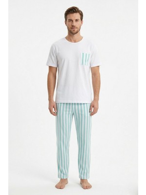 Obje Erkek Su Yeşili Rotasyon Paçalı Pijama Altı