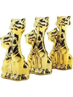 Midas Toptan Home Çift Kedi Tasarımlı Biblo - Seramik - Büyük Boy - Parlak Altın