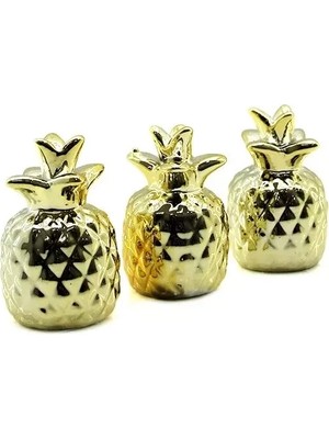 Midas Toptan Home Ananas Tasarımlı Biblo - Seramik - Orta Boy - Parlak Altın