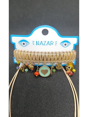 Nd Jewelry Alaçatı Mint Love Deri İpli Bileklik & Halhal – Bej