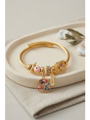 Twin Store Pembe Nazar Detaylı Ağaç Charmlı Bileklik TJ-BB8703