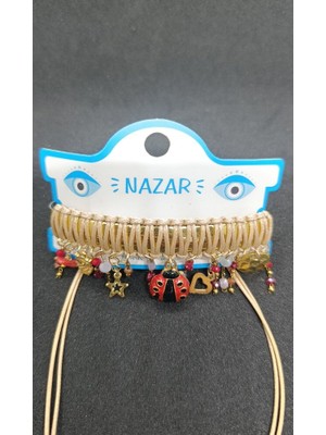 Nd Jewelry Alaçatı Lucky Lady Deri İpli Bileklik & Halhal – Bej