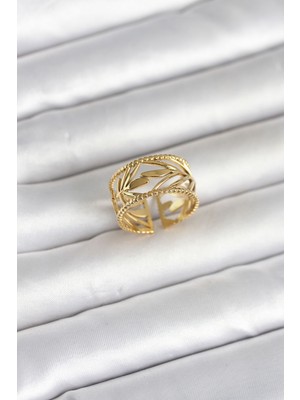 Alvera 316L Çelik Gold Renk Başak Model Kadın Yüzük