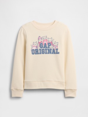 Gap Kız Çocuk Kırık Beyaz Kids Gap Grafik Sweatshirt