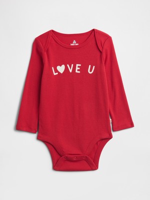 Gap Bebek Kırmızı Grafik Desenli Bodysuit