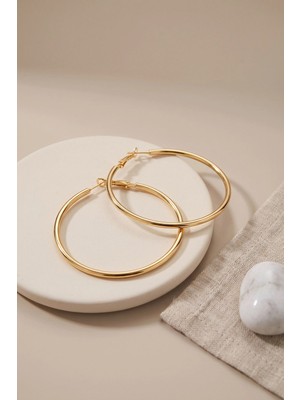 Vendly 316L Çelik Gold Renk 46 mm Halka Küpe