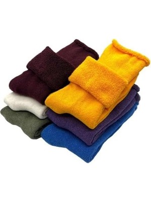 Socks 6 Çift Kadın Kışlık, Kalın, Kıvrık, Lastiksiz Termal Soket Çorap