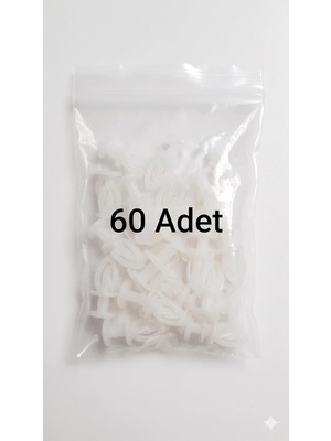 Geçmeli Perde Ruleti, Beyaz, Plastik, Perde Askısı +A Kalite (60 Adet)