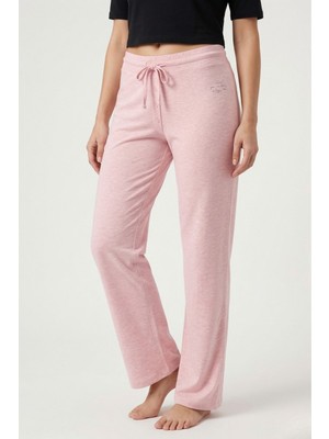 Obje Kadın Pembe Melanj Düz Paça Eşofman Altı